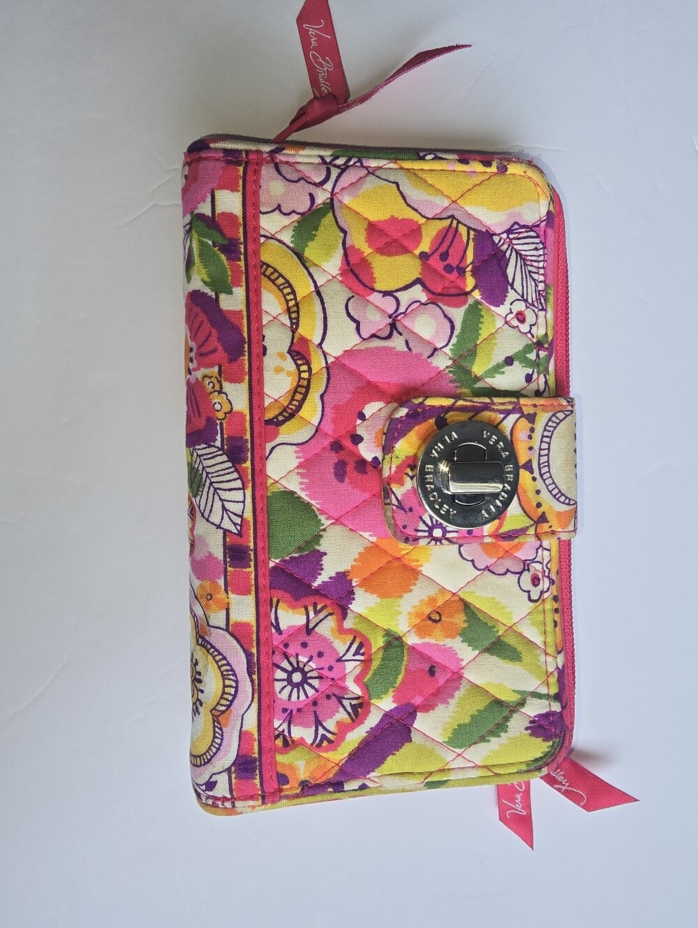 Vera Bradley Pink Floral Quilted Zip Wallet